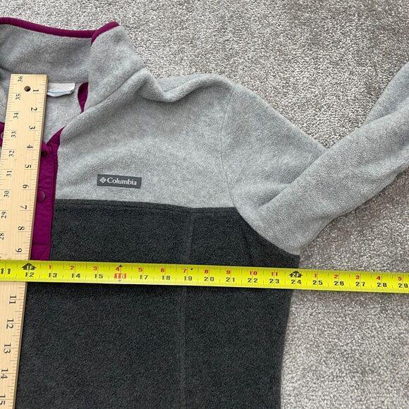 Columbia Campfire Fleece Jacket Mens XL Gray Purple 1/4 Snap Button Outdoor Hike - Picture 11 of 14